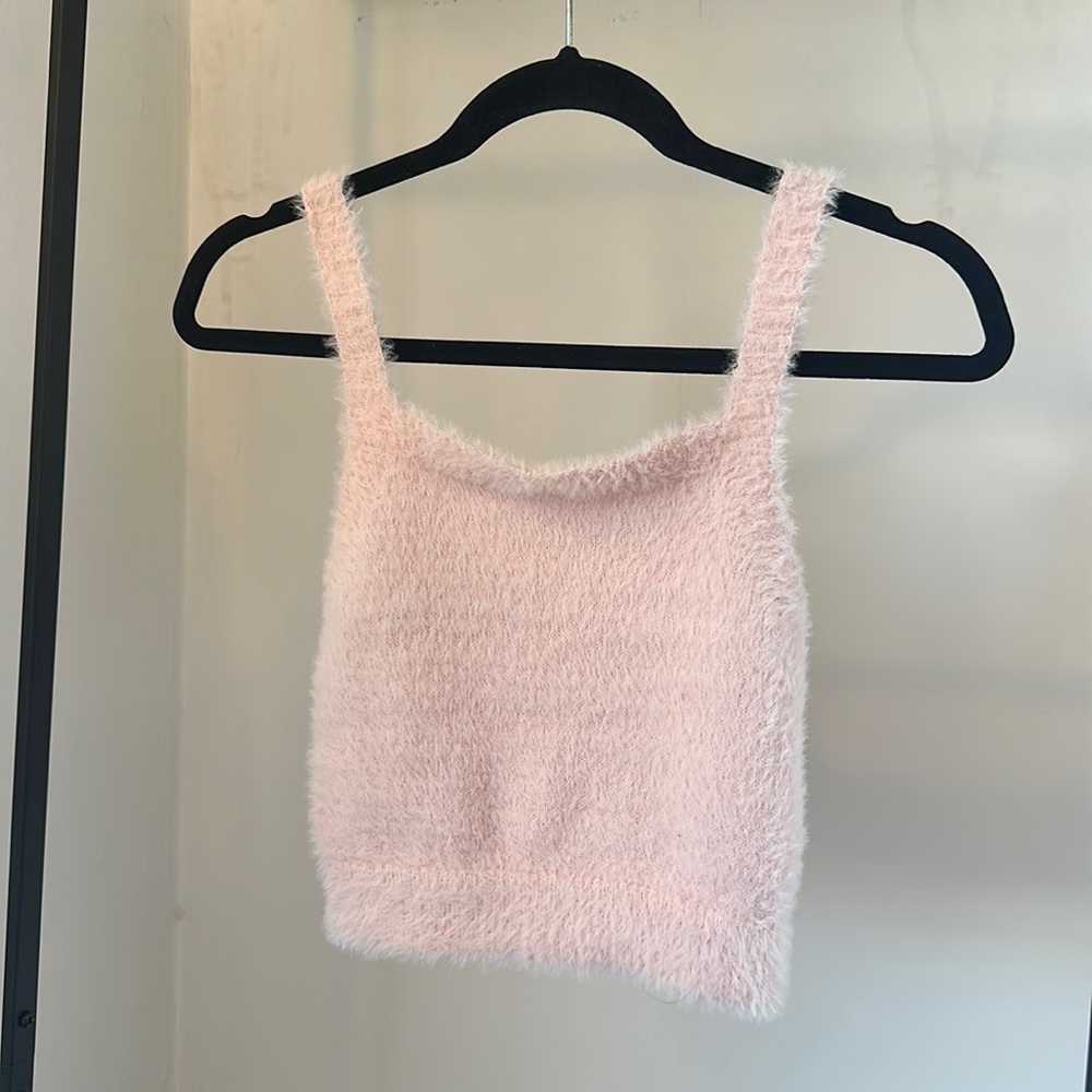 small baby, pink glow fashion london fuzzy crop top